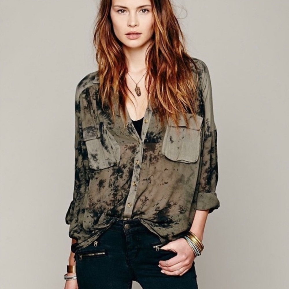 Free People Tie Dye Button Down
